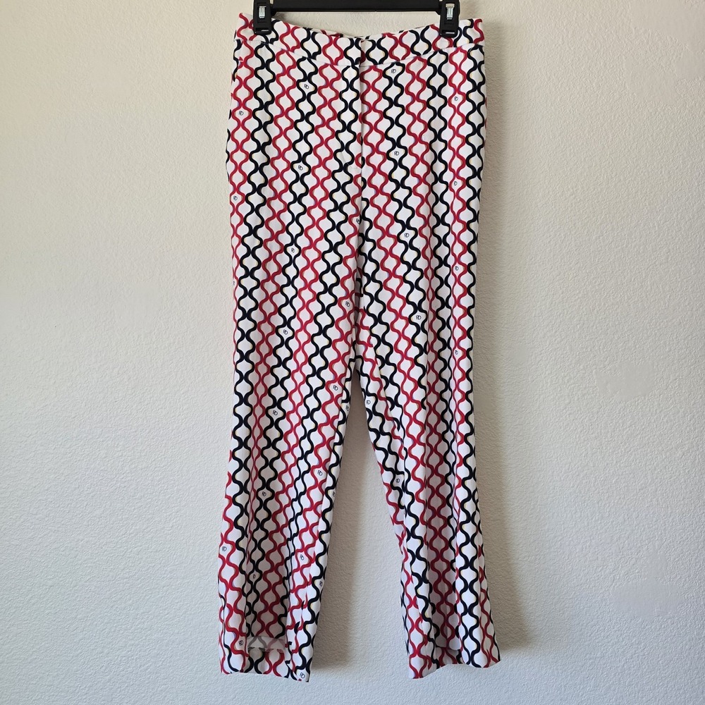 Purificacion Garcia‎ Red White Trouser Pants Women's Sz 36 XSmall Retro Career